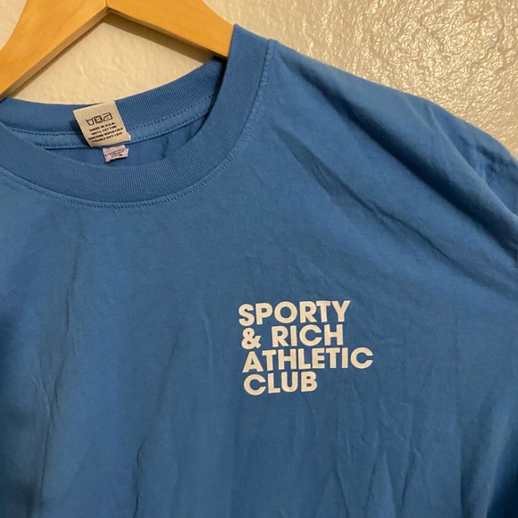Sporty & Rich Athletic Club Tee Shirt Blue Size XL - Picture 3 of 7
